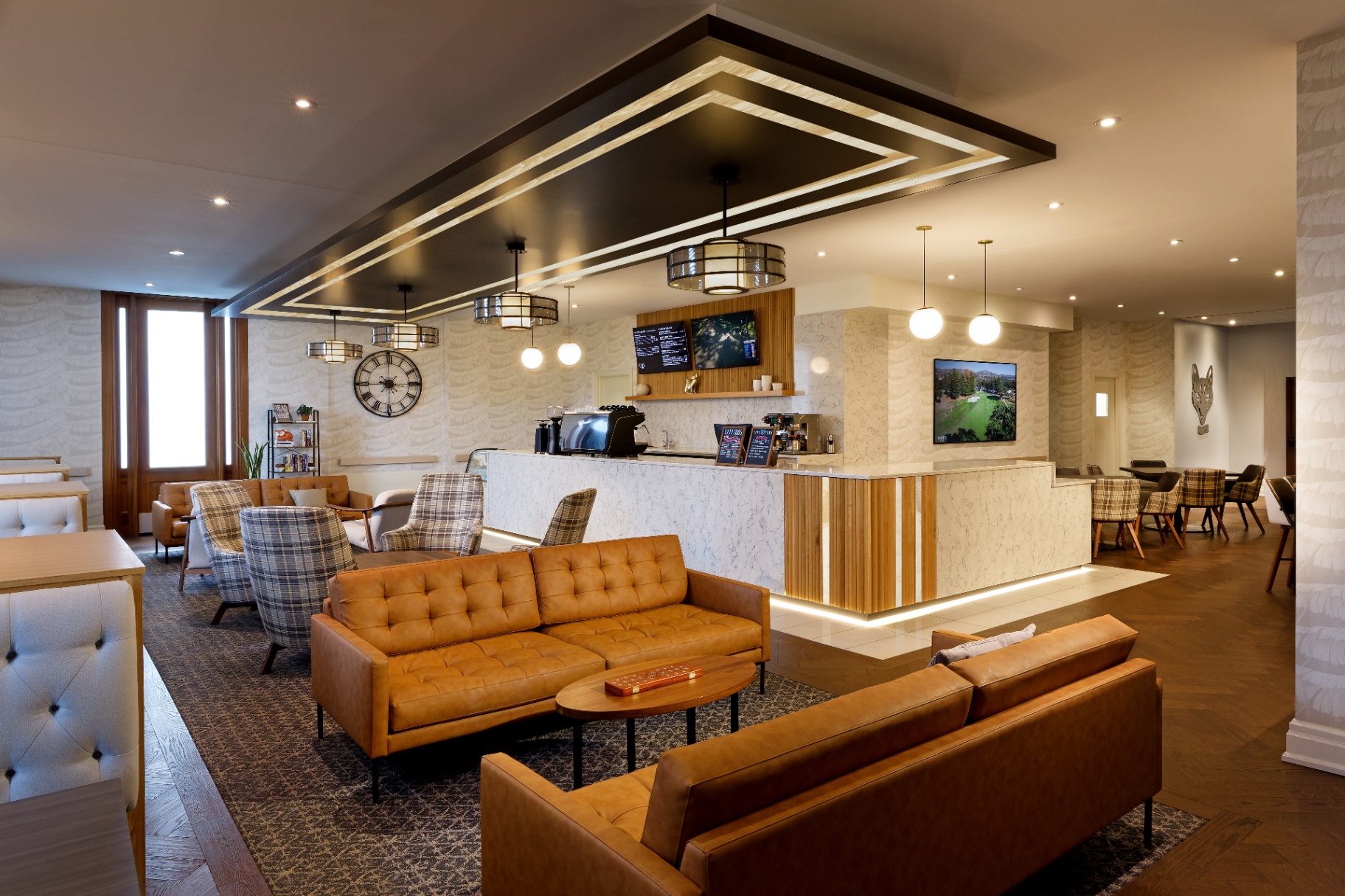 OnyxEon panels in luxury hotel lobby